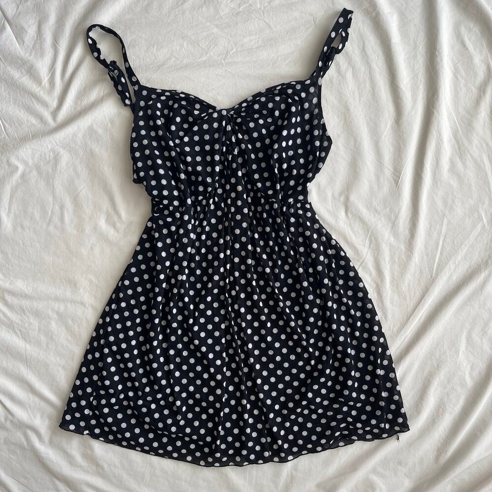 Y2K Polka Dot White and Black Camisole Babydoll Top - Size 18/20